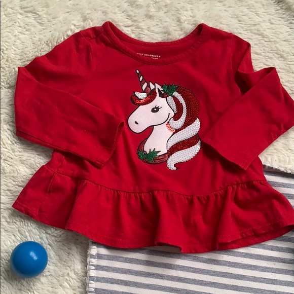 Christmas unicorn peplum shirt - Picture 1 of 3